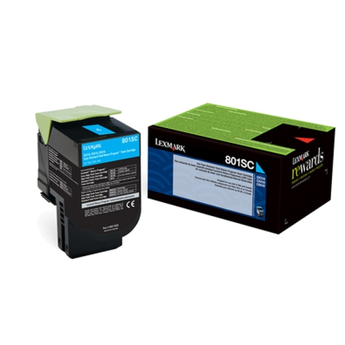 Toner original Lexmark 80C2SC0 cyan 2000 pages
