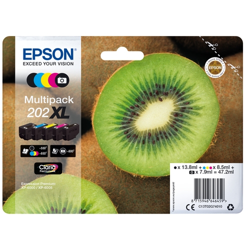Pack de 5 Cartouches originales EPSON 202 XL "Kiwi"