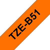 Ruban original BROTHER TZe-B51 Noir/Orange Fluo - 24 mm  x 5 mètres