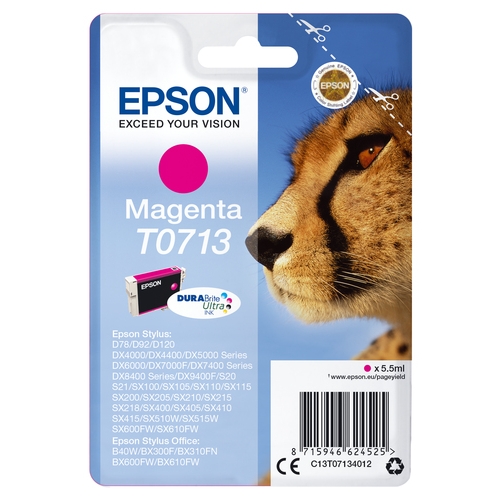 "Cartouche originale Epson T0713 ""Guépard"" magenta 5,5 ml"