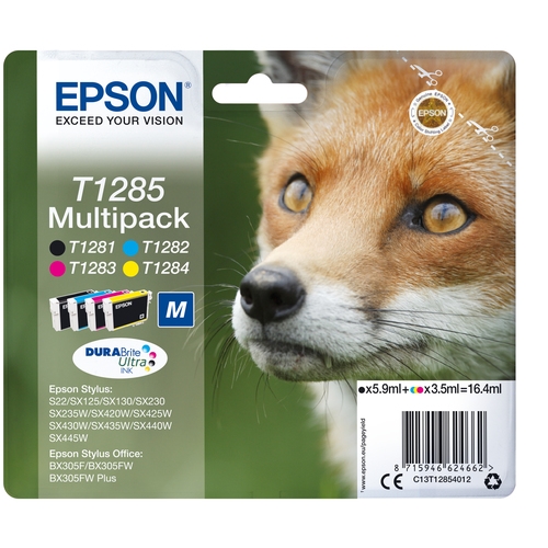 "Pack de 4 Cartouches originales Epson T1285 ""Renard"""