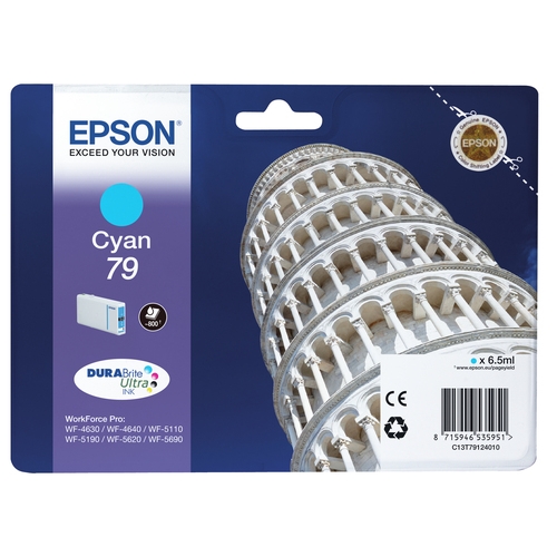 """Cartouche originale Epson 79 """"Tour de Pise"""" cyan 6 ml"""